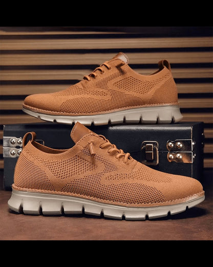 Lette og åndbare strikkede casual sneakers med snøre til mænd