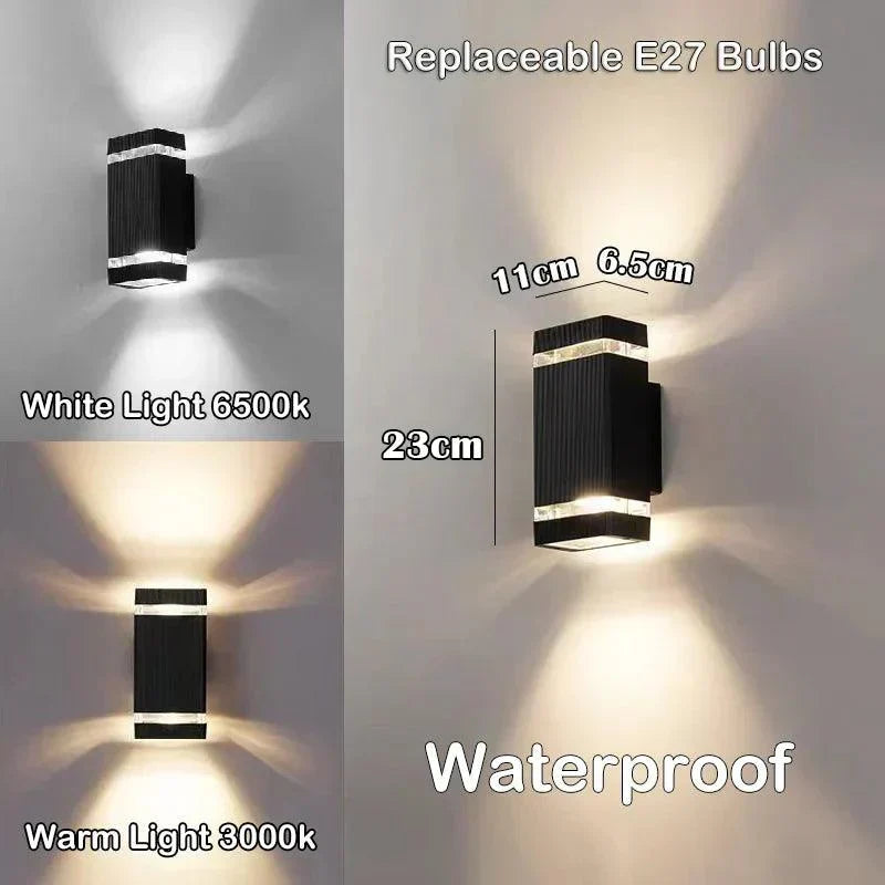 LumiBloc LED Udendørs Væglampe – Moderne IP65 Op & Ned Design med E27 Fatning