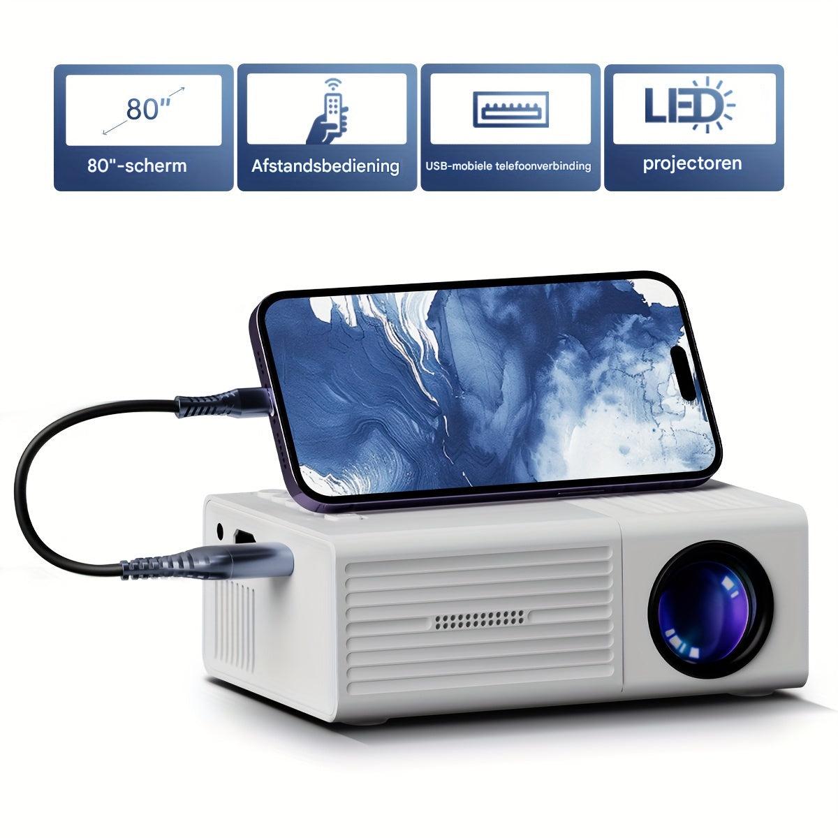 LumoBeam Ultra-lys Mini Projektor (3000 Lumen) – Kompakt HD Hjem & Udendørs Biograf