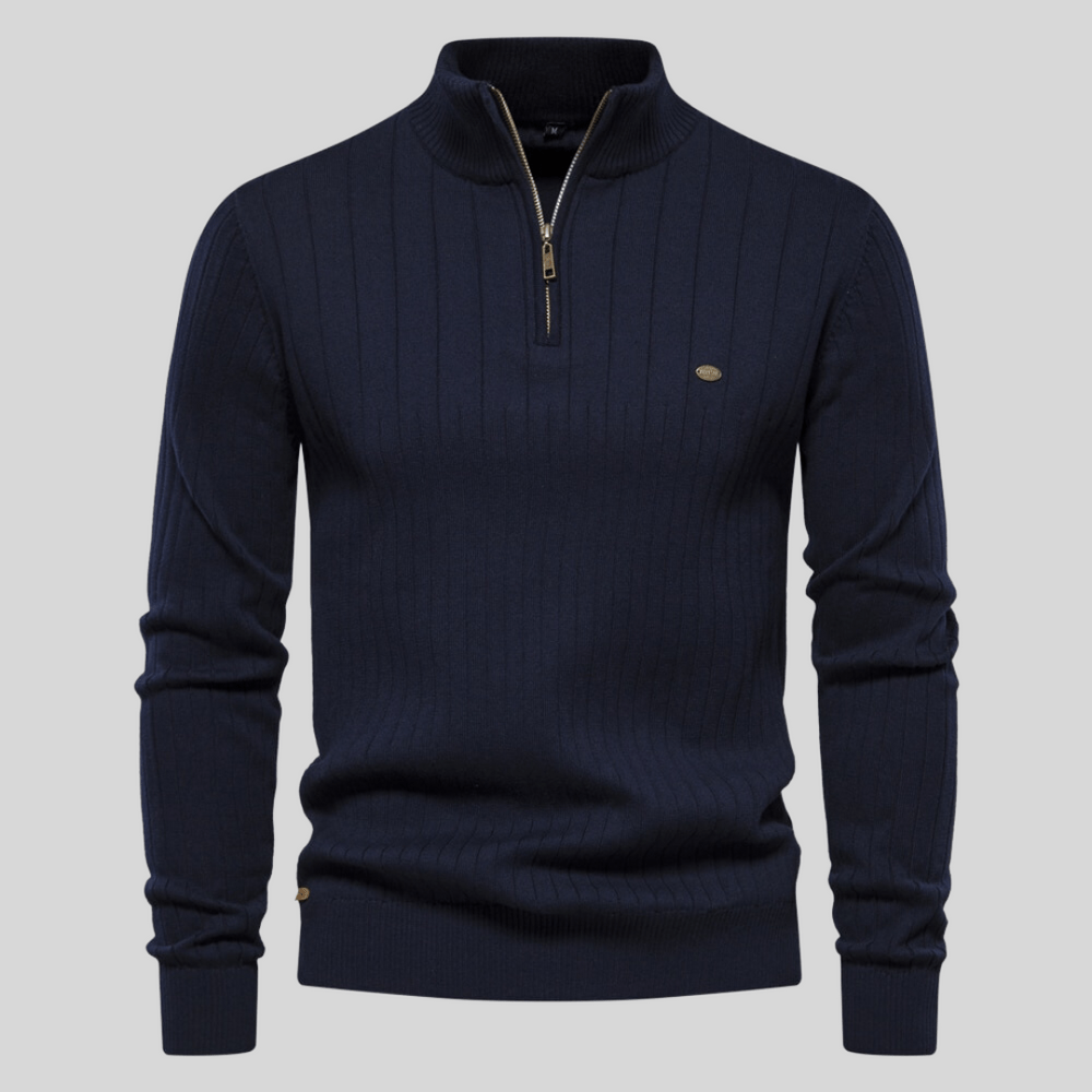 Igor | Pull Homme Zippé ¼ en Maille Côtelée - Image 1