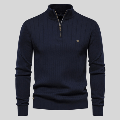 Igor | Pull Homme Zippé ¼ en Maille Côtelée - Image 1