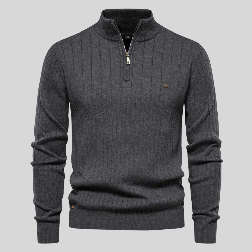 Igor | Pull Homme Zippé ¼ en Maille Côtelée - Image 8