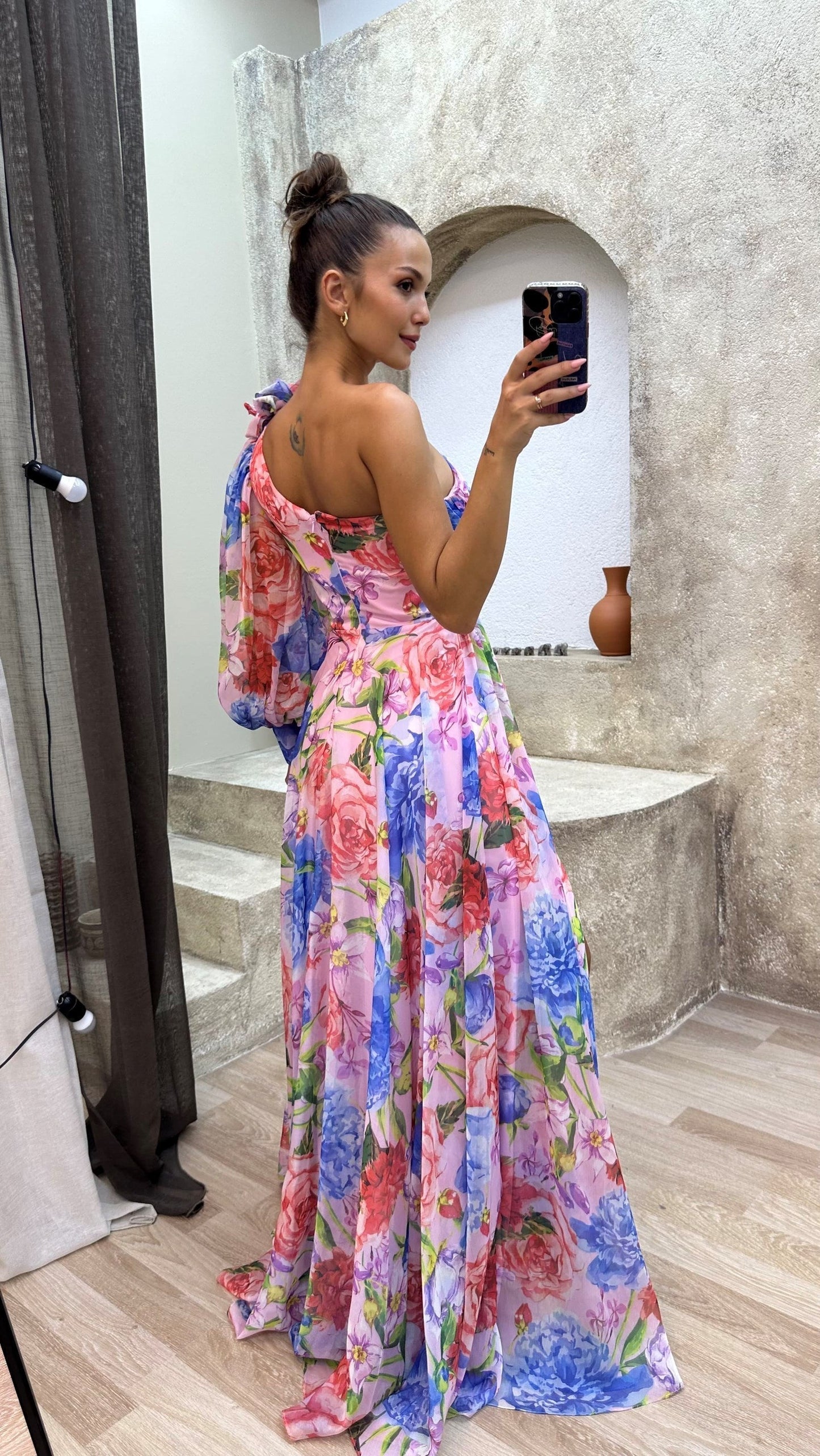 Image of Madeleine | Dame One Shoulder Blomstret Maxikjole