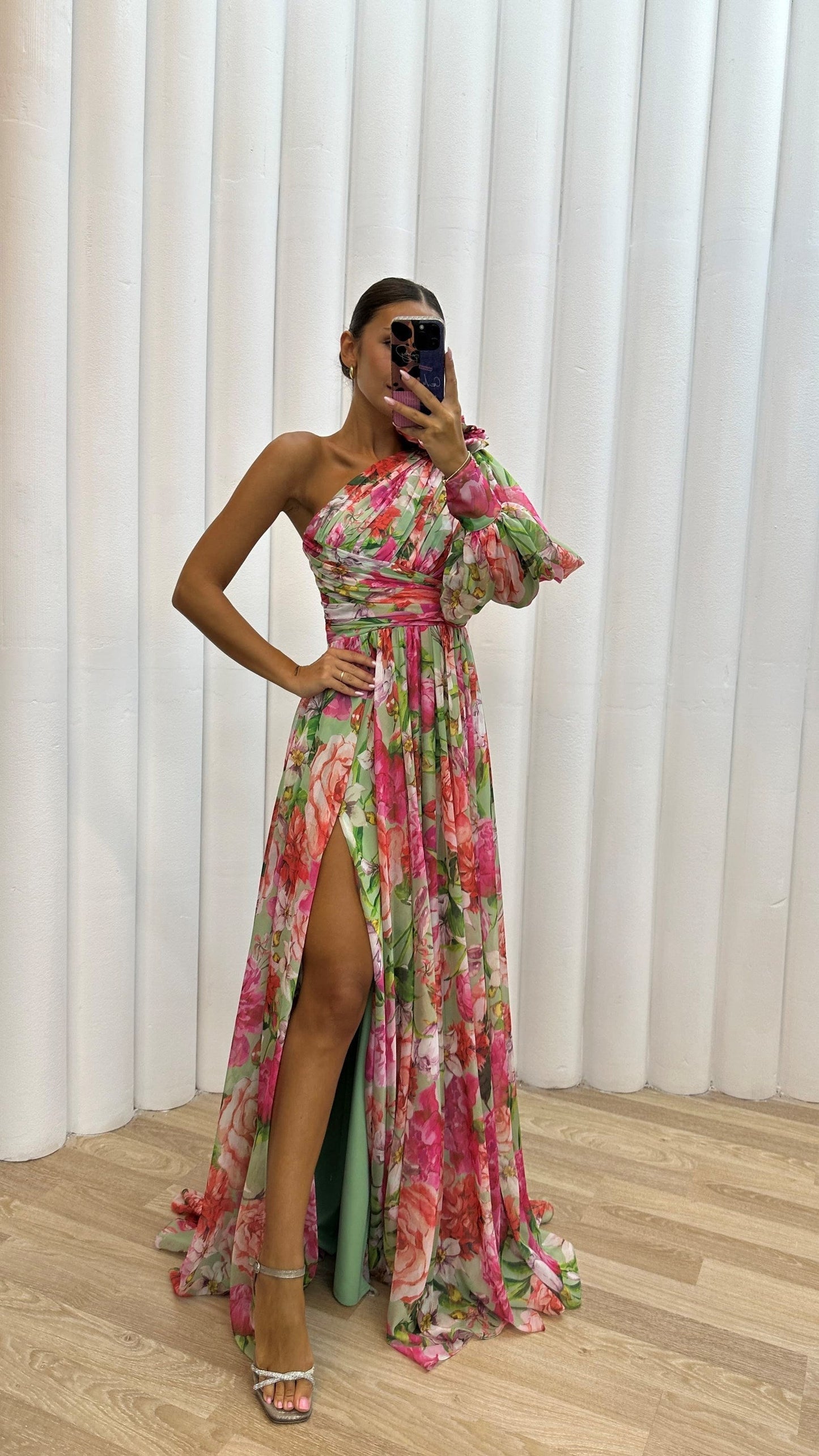 Image of Madeleine | Dame One Shoulder Blomstret Maxikjole