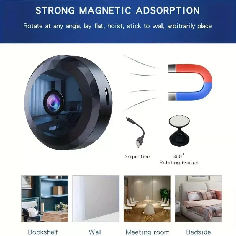 Magnetisk Mini WiFi Overvågningskamera - 1080P HD | Nattesyn og Bevægelsessensor