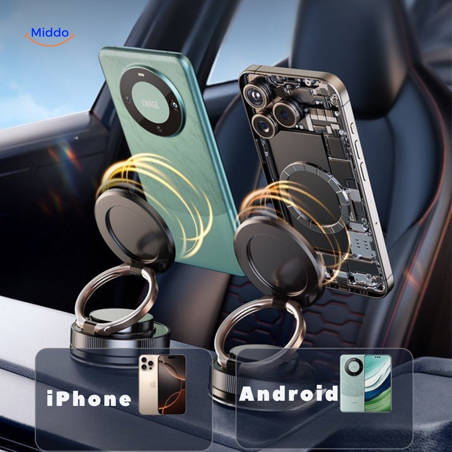 Magnevo™ Telefonholder | 360° Rotérbar, MagSafe og Kompakt