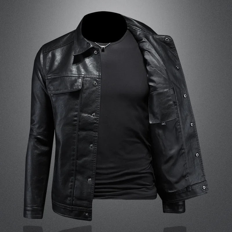 Julio | Veste en cuir boutonnée pour homme - Image 3