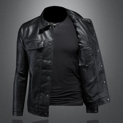 Julio | Veste en cuir boutonnée pour homme - Image 3