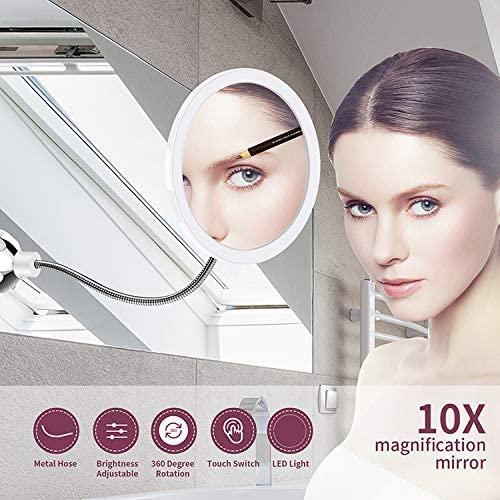 Makeup Spejl med LED & Zoom - med Sugekop og Fleksibel Arm