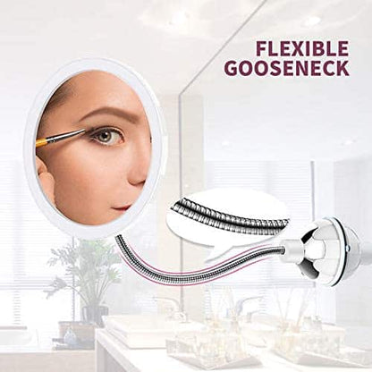 Makeup Spejl med LED & Zoom - med Sugekop og Fleksibel Arm