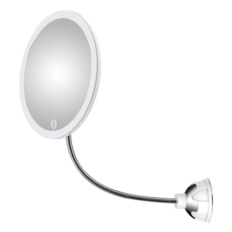 Makeup Spejl med LED & Zoom - med Sugekop og Fleksibel Arm