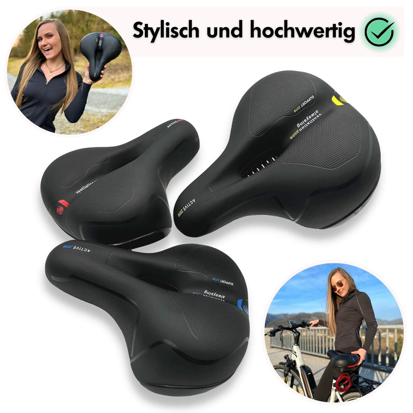 Marcelie | CloudComfort Pro Cykelsæde | Trykaflastende Memory Foam | Sort