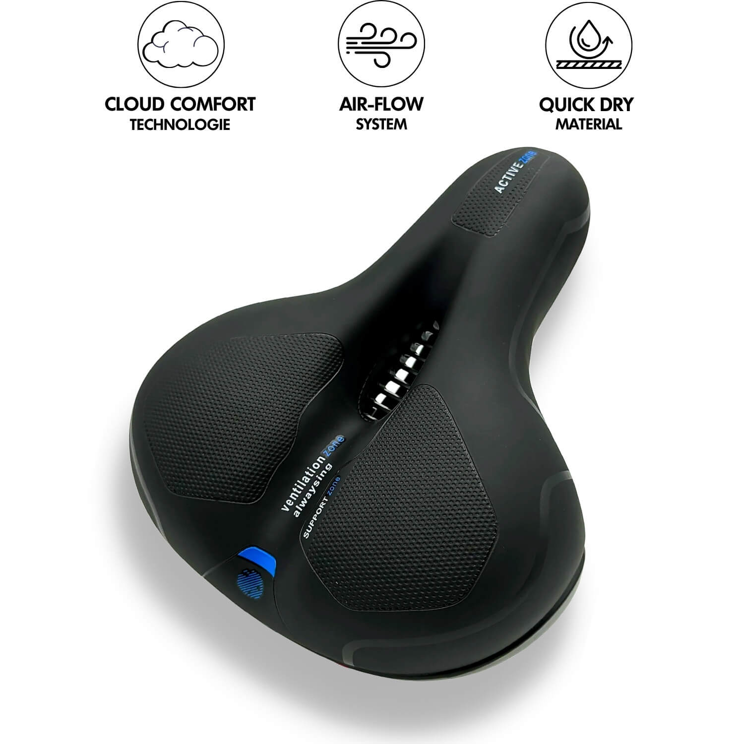 Marcelie | CloudComfort Pro Cykelsæde | Trykaflastende Memory Foam | Sort