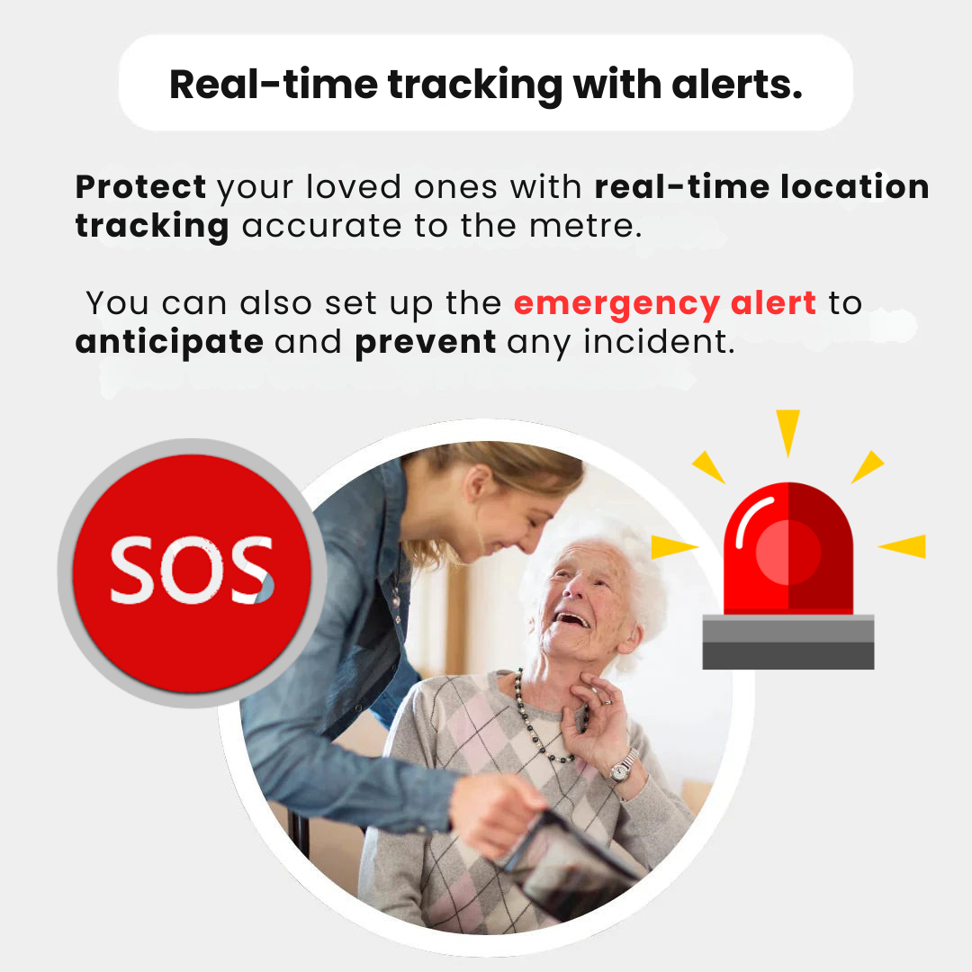 Marcelie | GPS Tracker til Ældre | Realtids Tracking, Vandtæt & Ingen Abonnementsgebyrer for Sindets Ro