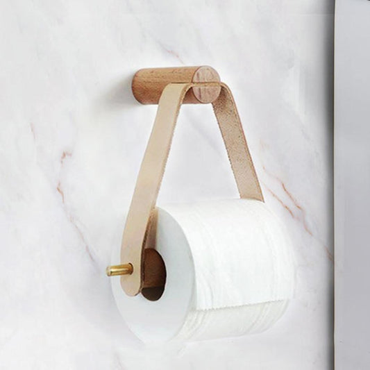 Marcelie | Højkvalitets Toiletpapirholder | Eg & Syntetisk Læder | Minimalistisk Badeværelsesdesign