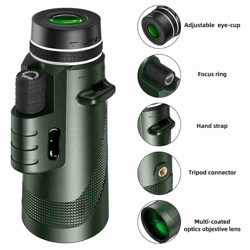 Marcelie | Kompakt 600x Ultra-Zoom Monokular | HD Linse, Letvægts & Perfekt til Vandreture, Fuglekiggeri og Sportsbegivenheder
