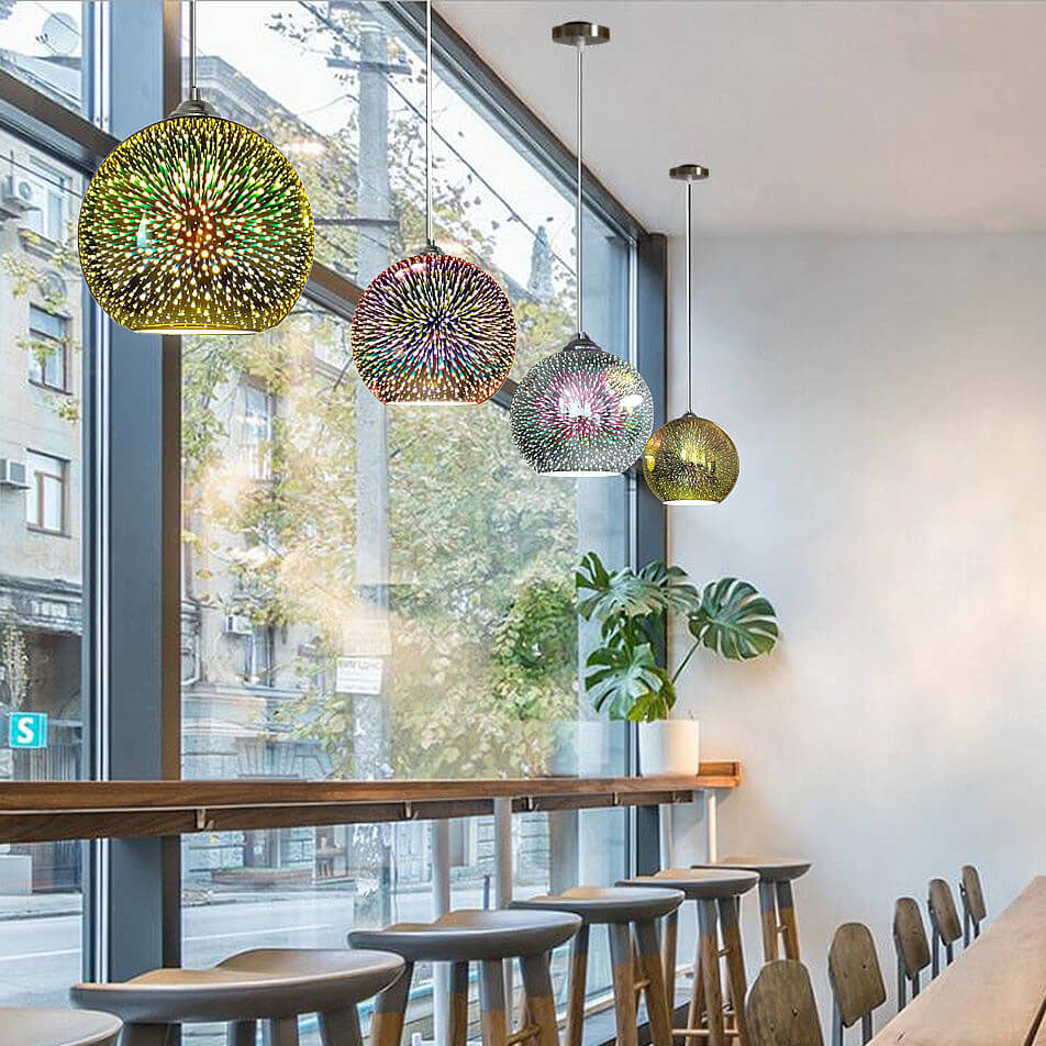 Marcelie | Moderne Kreativ 3D Farverig Fyrværkeri Glas 1-Lys Kuppellampe
