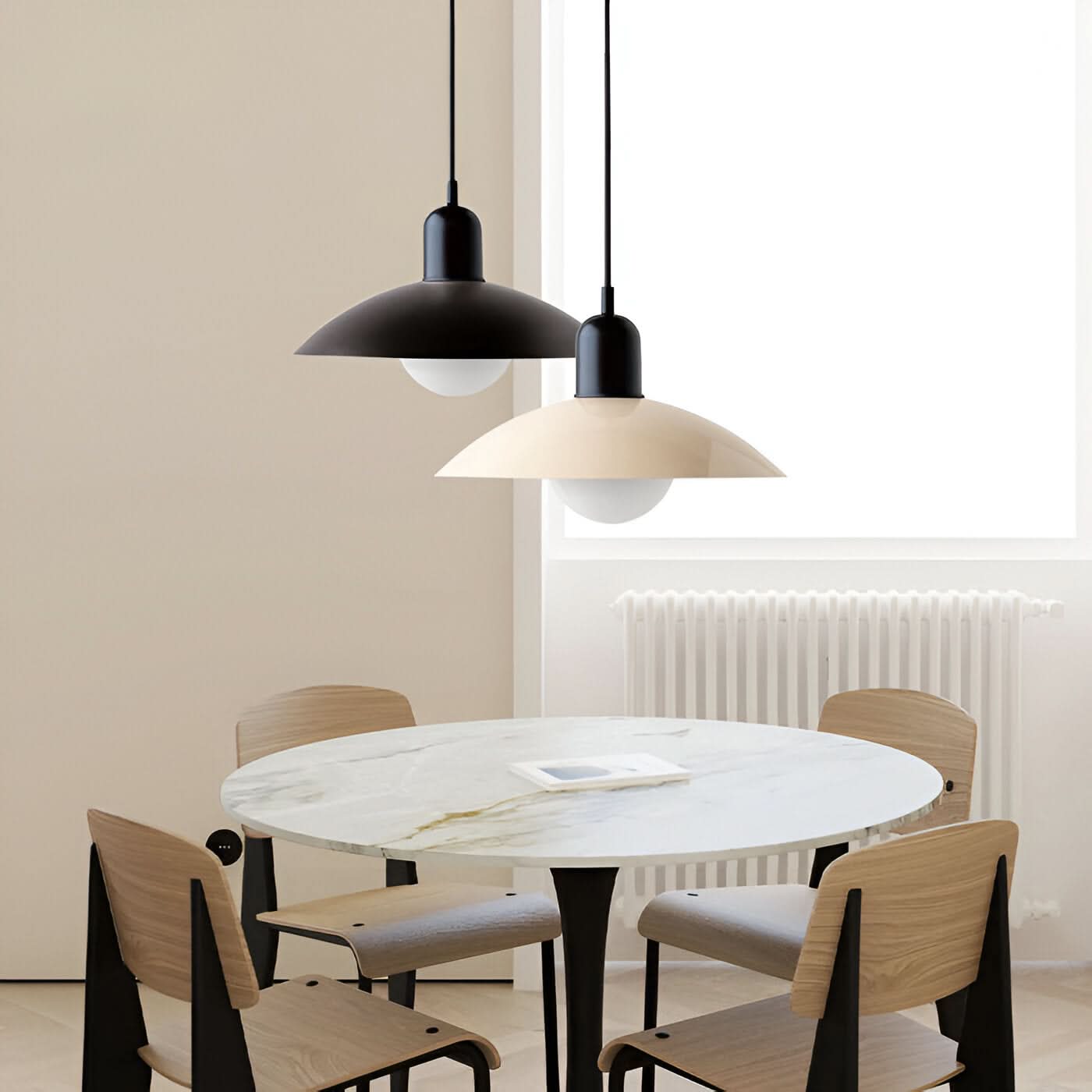 Marcelie | Moderne Macaron Bauhaus Pendelampe – Jernskærm