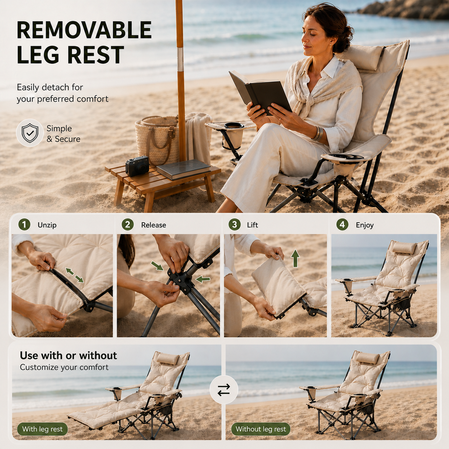 MarcelieMarcelie | Reclinoze Foldbar Lænestol til Camping