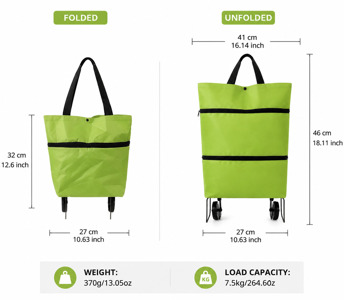 MarcelieMarcelie | Rollpack Foldbar Vogn med Hjul