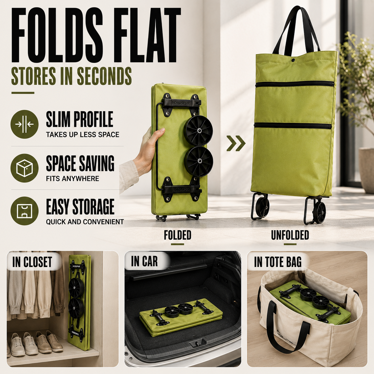 MarcelieMarcelie | Rollpack Foldbar Vogn med Hjul
