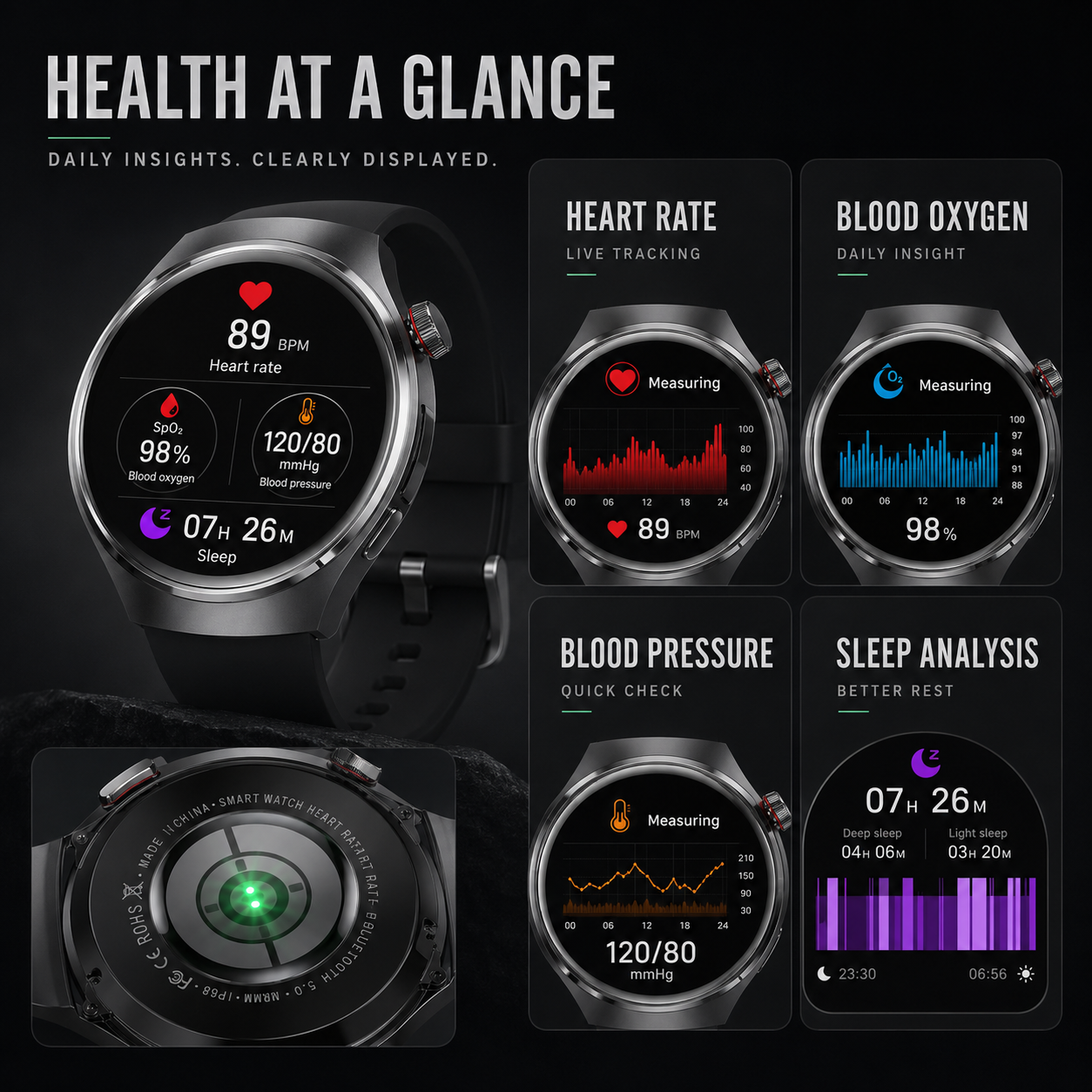 MarcelieMarcelie | Sund Smartwatch med Blodtryksmåler
