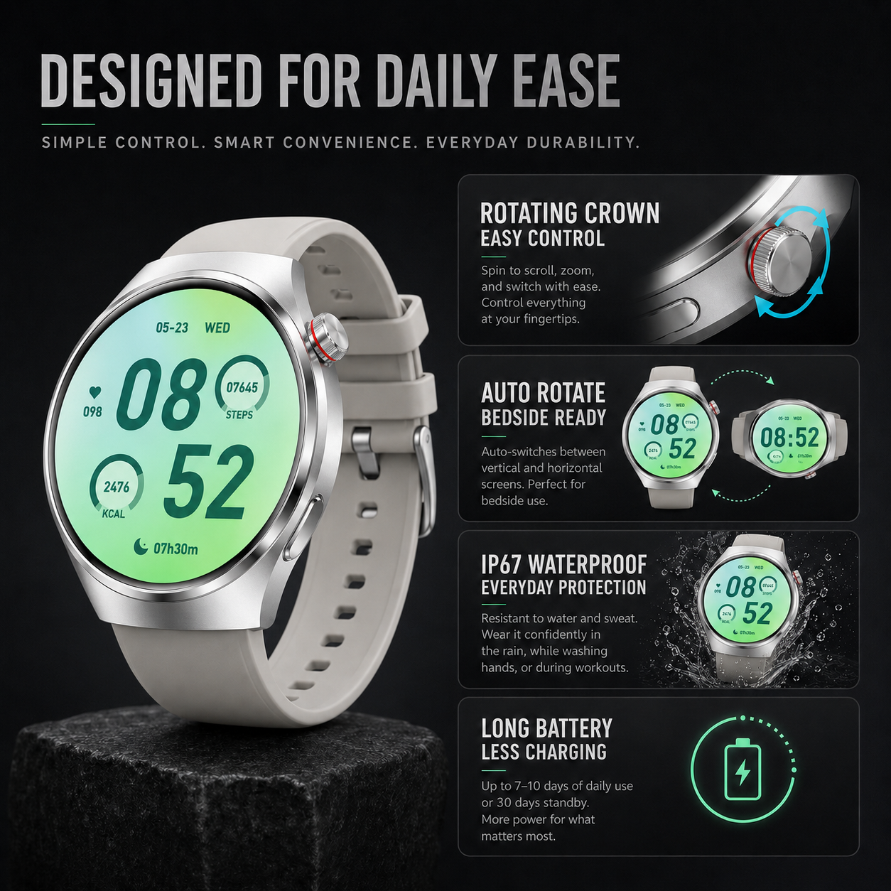 MarcelieMarcelie | Sund Smartwatch med Blodtryksmåler
