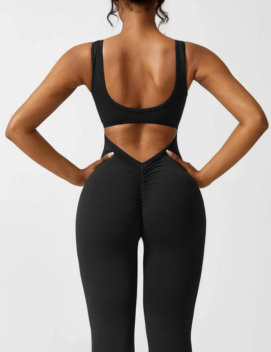 Image of Marie | Dame Jumpsuit med Åben Ryg og Flare Ben