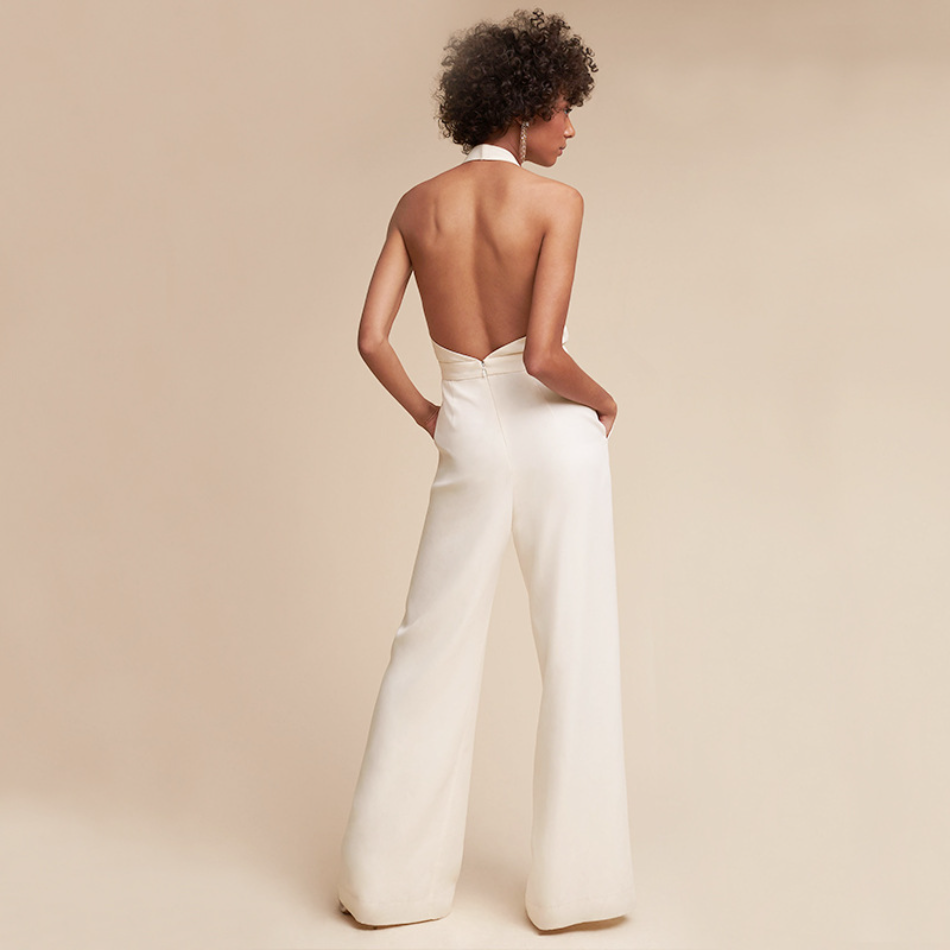 Image of Marit | Dame Halterneck Bred Ben Uden Ryg Jumpsuit