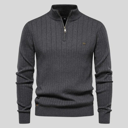 MASON - Sweater med Halv Lynlås