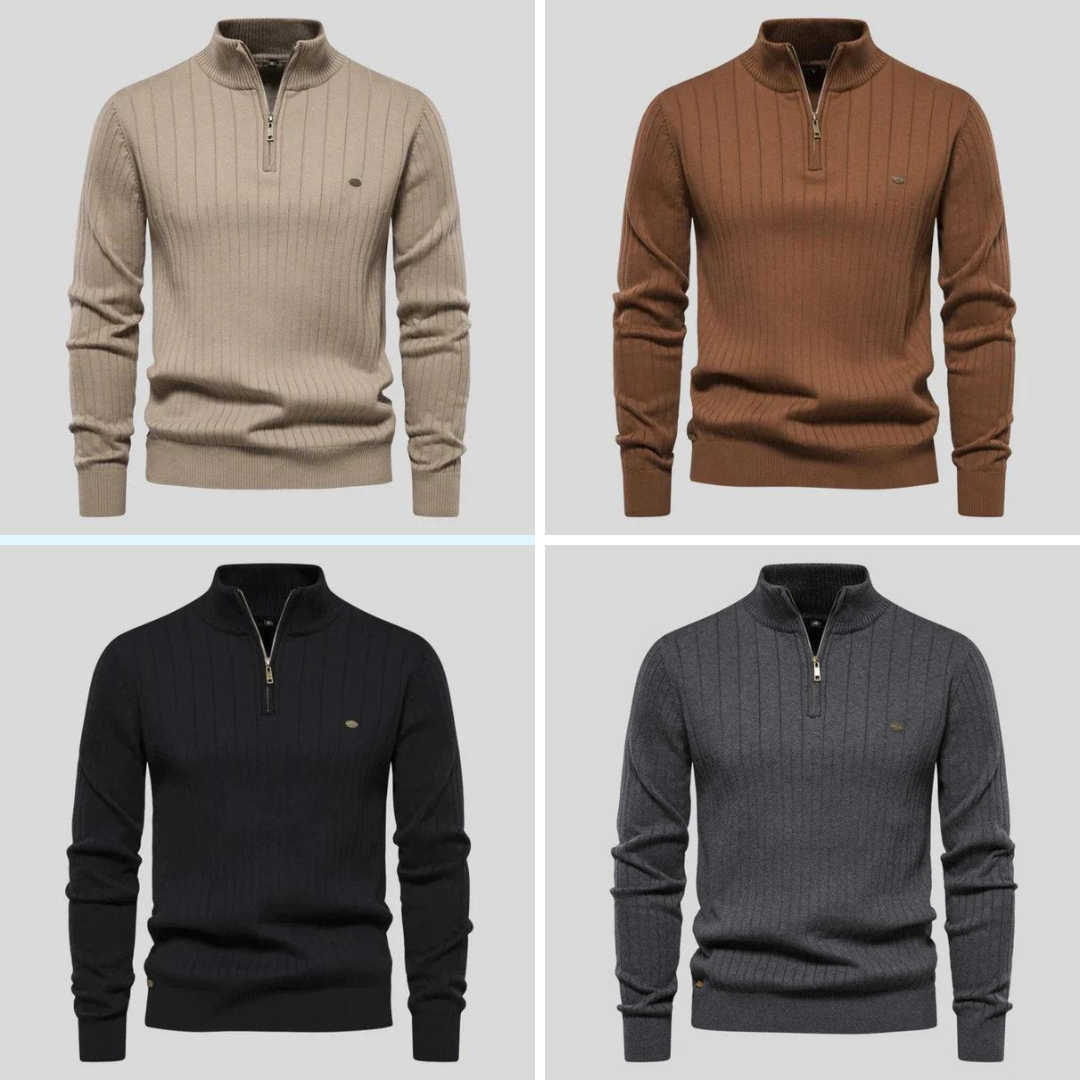 MASON - Sweater med Halv Lynlås