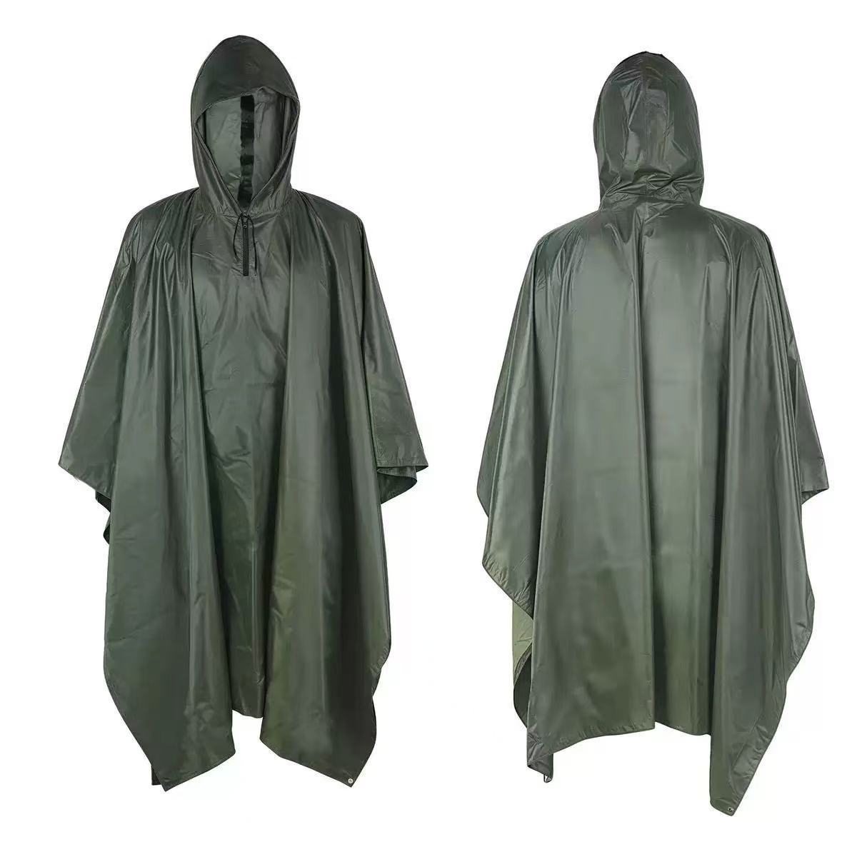 Militærstil Hætte Regn Poncho