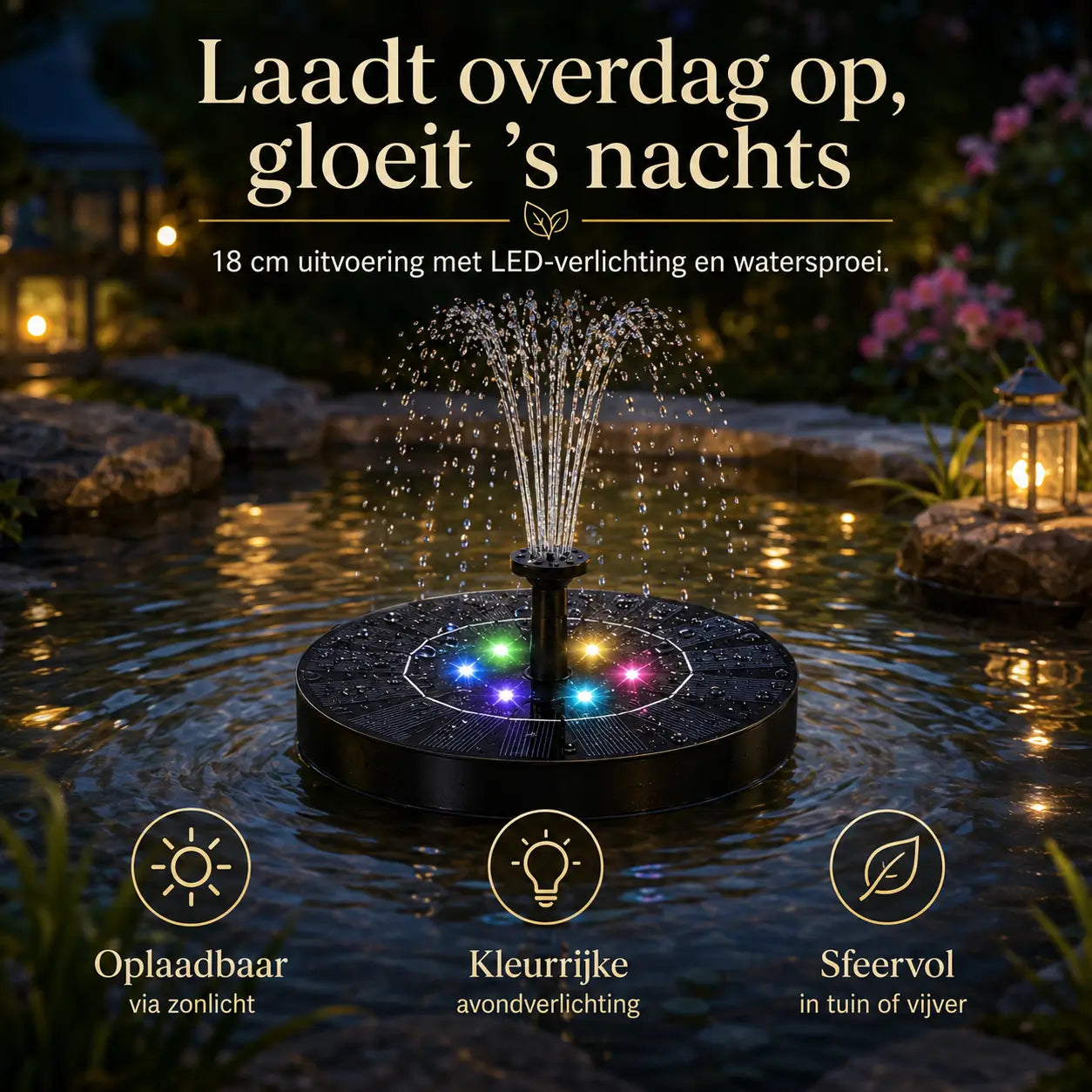 Miljøvenlig springvand til bassiner og damme med vores Solar Oasis™