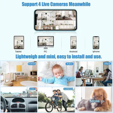 Mini Trådløs Magnetisk Sikkerhedskamera med Lyd/Video Live Feed
