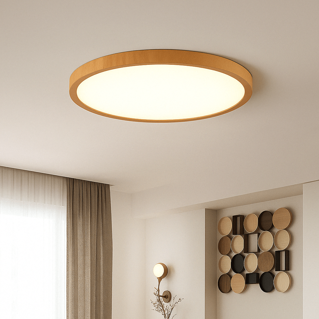 Moderne Cirkulær Ultrathin Træ LED Loftlampe