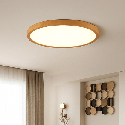 Moderne Cirkulær Ultrathin Træ LED Loftlampe