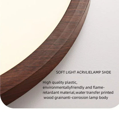 Moderne Cirkulær Ultrathin Træ LED Loftlampe