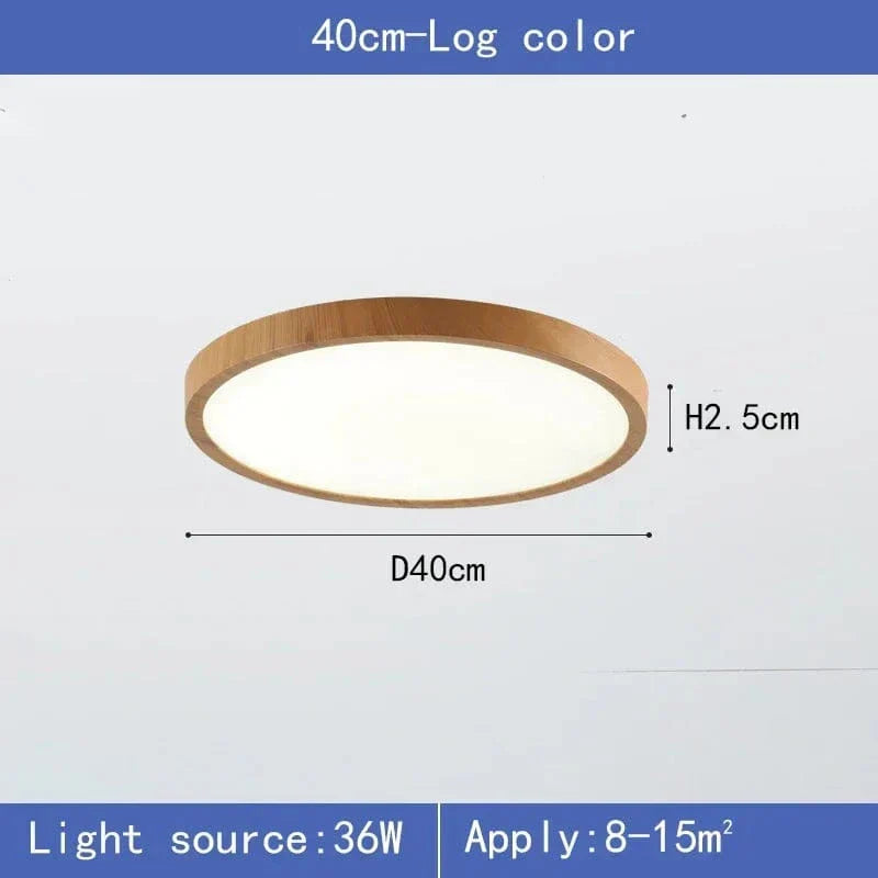 Moderne Cirkulær Ultrathin Træ LED Loftlampe