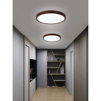 Moderne Cirkulær Ultrathin Træ LED Loftlampe