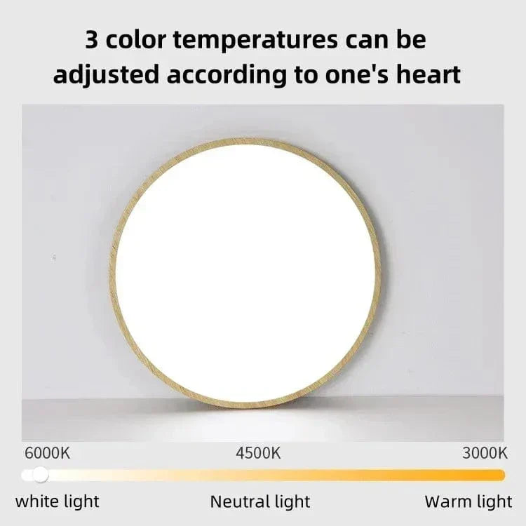Moderne Cirkulær Ultrathin Træ LED Loftlampe