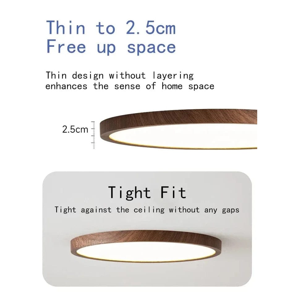 Moderne Cirkulær Ultrathin Træ LED Loftlampe