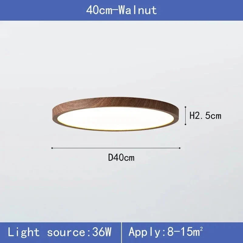 Moderne Cirkulær Ultrathin Træ LED Loftlampe