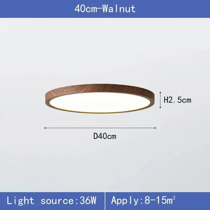 Moderne Cirkulær Ultrathin Træ LED Loftlampe
