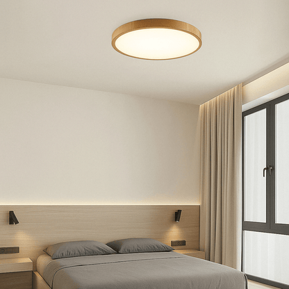Moderne Cirkulær Ultrathin Træ LED Loftlampe