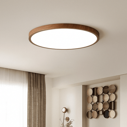 Moderne Cirkulær Ultrathin Træ LED Loftlampe