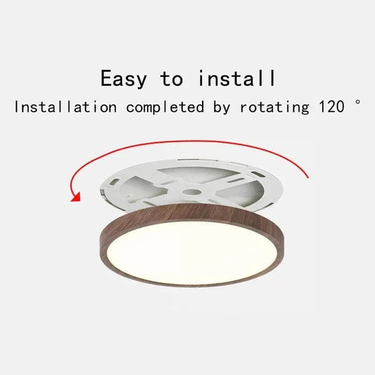 Moderne Cirkulær Ultrathin Træ LED Loftlampe