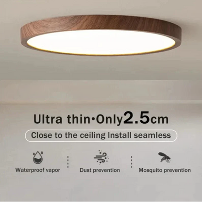 Moderne Cirkulær Ultrathin Træ LED Loftlampe