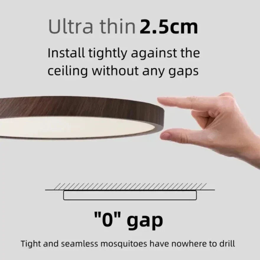 Moderne Cirkulær Ultrathin Træ LED Loftlampe