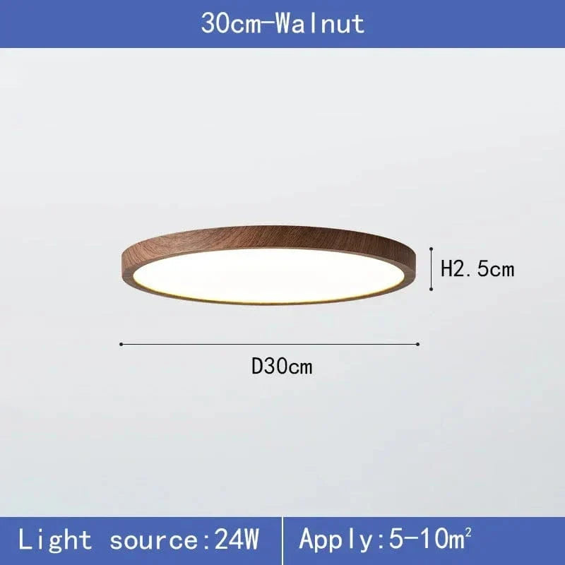 Moderne Cirkulær Ultrathin Træ LED Loftlampe