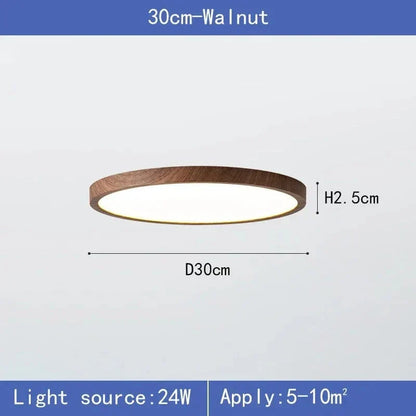 Moderne Cirkulær Ultrathin Træ LED Loftlampe
